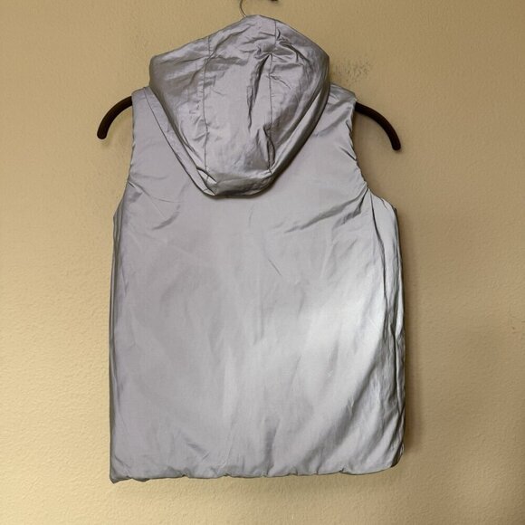 Jacadi Paris Reversible Navy Silver Grey Puffer Vest Kids Size 10A - Picture 9 of 9